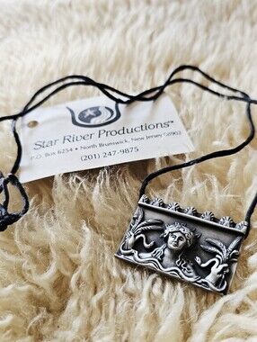 Vintage 1990 Ceres Goddess Pewter Necklace Brooch Star River Productions